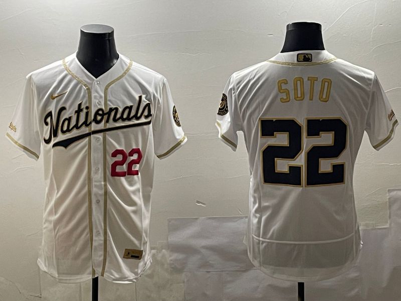 Men Washington Nationals #22 Soto White Gold Elite 2025 Nike MLB Jersey style 2->washington nationals->MLB Jersey